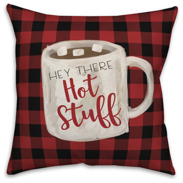 Plaid Hot Cocoa 16"x16" Throw Pillow Cover