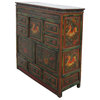 Chinese Deer Flower Accent Multi-Storage Cabinet