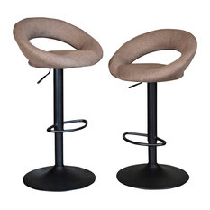 Amerihome - Classic Relaxed Latte Brown Fabric Bar Stool, Set of 2 - Bar Stools and Counter Stools
