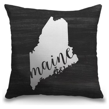 "Home State Typography - Maine" Outdoor Pillow 20"x20"