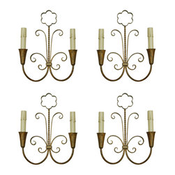 Set of Four Vintage Iron Sconces - Wall Sconces