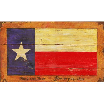 Texas Flag Vintage Wooden Sign, 15"x26"