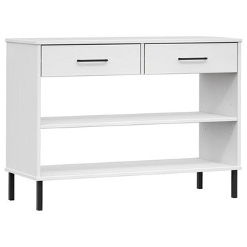 vidaXL Console Cabinet Buffet Table with Metal Legs White Solid Wood Pine OSLO