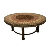 Contemporary Fire Pit, Earth Tone Granite, 19"x45", Morocco Fire, Propane