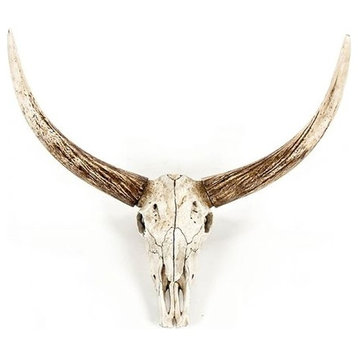 Wall Decor Art Bull Skull Animal Ivory Poly Resin