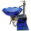 Blue Glass Bathroom Wall Mount Sink Lotus Design with Chrome Faucet & Towel Bar