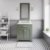 Madison 30" Single Sink Carrara White Marble Countertop Vanity, Glacial Green