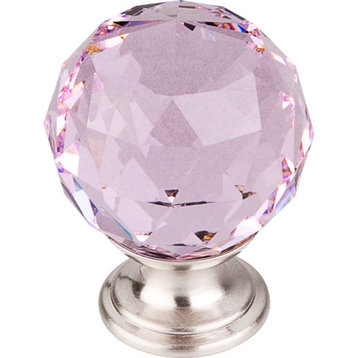 Top Knobs  -  Pink Crystal Knob 1 3/8" w/ Brushed Satin Nickel Base