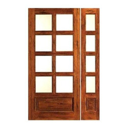 Prehung Rustic-8-lite-P/B French Solid Wood 1 Panel IG Glass Sidelite Door - Patio Doors