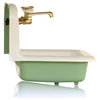 30" High Back Farm Sink Cast Iron Porcelain Kitchen Sink Set Arsenic Green