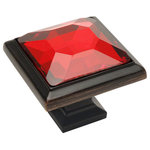 Cosmas - Square Cabinet Knob, Oil Rubbed Bronze and Red Glass - Manufacturer: Cosmas