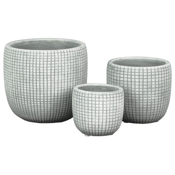 Urban Trends Cement Set Of Three Round Pot With Gray Finish 55600