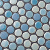 Comet Penny Round Porcelain Floor/Wall Tile, Atlantica Blue