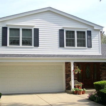Split Level Glenview, IL White Exterior, James Hardie Siding & Trim