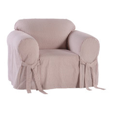 Classic Slipcovers Brushed Twill 1-Piece Chair Slipcover Stripe Red
