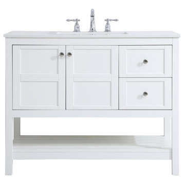 White 42" Single Sink Bathroom Vanity