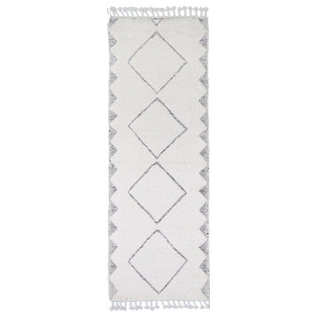 Oriental Rug Berber Maroccan Design 8'3"x2'10" Hand Knotted Carpet