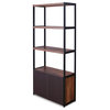 ACME Sara 3 Shelf Wooden Bookcase with 2 Doors in Walnut and Sandy Black