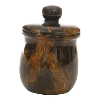 Polished Marble Bathroom Jar, Black and Brown - Traditional - Bathroom Canisters - by Bello ...