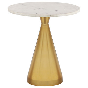 Emery White Marble End Table