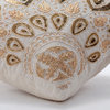 Single Cushion Sofa Ecru Beige 20"x20" Cotton Linen, Gold Charm