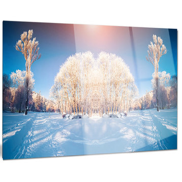 "Horizontally Flipped Winter Trees" Metal Wall Art, 28"x12"