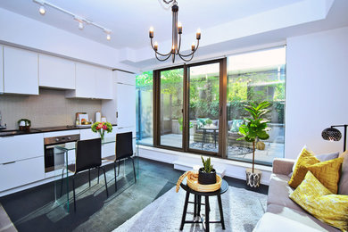 Inspiration for a small contemporary loft-style living room remodel in Toronto