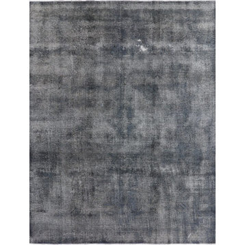Wool Hand Knotted Rug Gray Silver Wash Overdyed Oriental 9'x12' Rug
