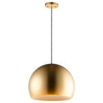 ET2 - Palla 20" LED Pendant, Satin Brass / Coffee - Spherical shaped pendants are constructed unibody design. A dramatic two-tone finish is available in your choice of Black/Satin Brass, Dark Gray/Coffee, or Satin Nickle/Black. The LED light source is concealed to reduce glare while providing ample light below.