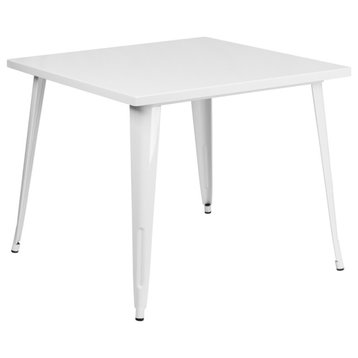 35.5SQ White Metal Table