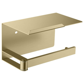 Deco Toilet Paper Holder With Shelf, Brushed Gold