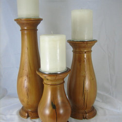 Reclaimed Wood Candle Holders in Baluster Style - Candleholders