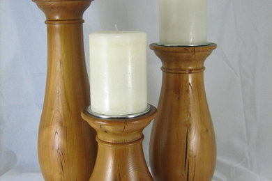 Reclaimed Wood Candle Holders in Baluster Style