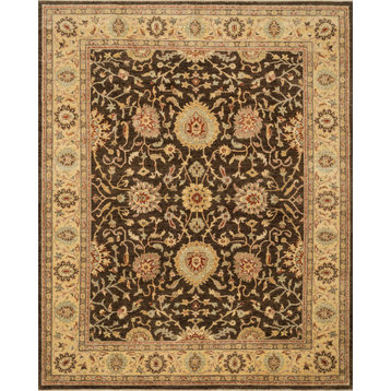 Hand Knotted Vegetable Dyed Wool Majestic Chocolate/Gold Area Rug, 2'x3'