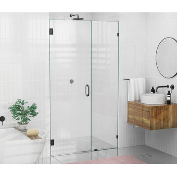 78"x45.5" Frameless Shower Door, Wall Hinge, Matte Black