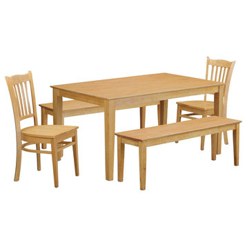 5-Piece Dining Room Set, Table for Small Spaces and 2 Chairs Also 2 Benches