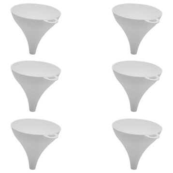 Plastic Funnel for Liquid Transfer, Dishwasher Safe, White, Small, 6-Pack