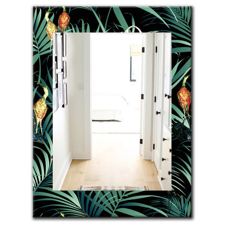 Designart Tropical Mood Gloomy 4 Bohemian Eclectic Frameless Wall Mirror, 24x32