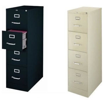 2500 Series 2 Piece Value Pack 4 Drawer Filing Cabinet in Black and Putty