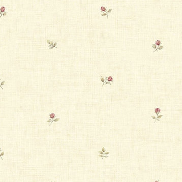 Rose Gardens 2, Romantic Floral Flower Cream Wallpaper Roll