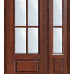 Prehung Patio Sidelite Door 80 Fiberglass 3/4 Lite 4 Lite SDL Glass - Patio Doors