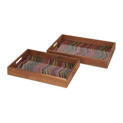 IMAX Cordelia Woven Seagrass Glass Trays - Set Of 2 - SKU: 11638-2 - Major Kitchen Appliance Parts And Accessories
