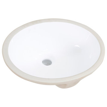 20" Oval White Finish Ceramic Undermount Vanity Sink