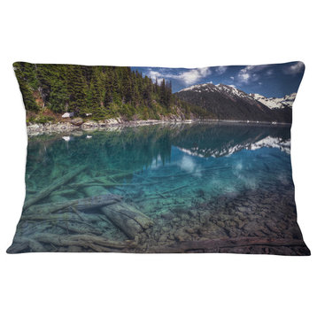 Blue Waters and Mountains Landscape Printed Throw Pillow, 12"x20"
