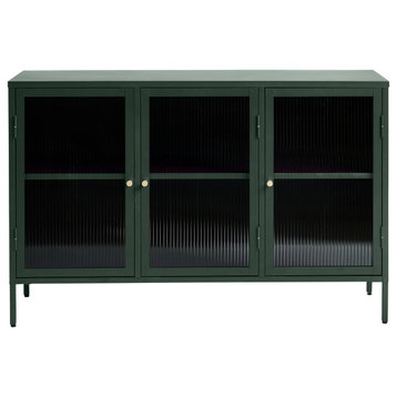 Metal & Glass 3-door Sideboard, Green