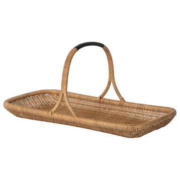Vegetable and Flower Wicker Basket With Arch Handle, Natural Color, Large