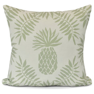 Pineapple, Floral Print Outdoor Pillow,Green,16 x 16 inch