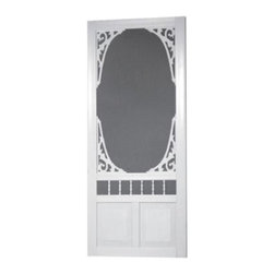 Georgian Solid-Vinyl White Screen Door - Home Fencing And Gates