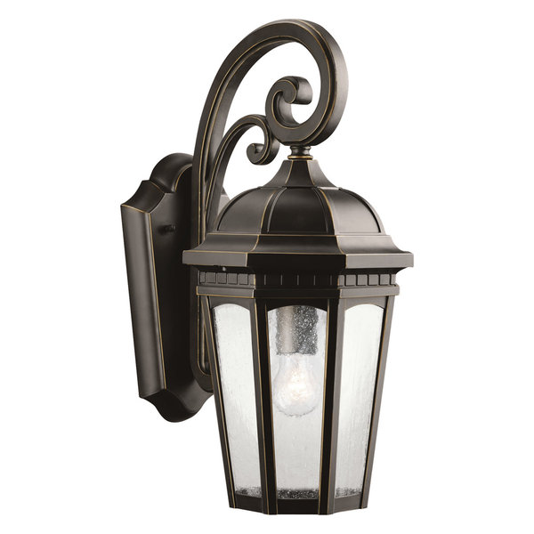 Outdoor Wall 1-Light, Rubbed Bronze/Clear Seedy Glass