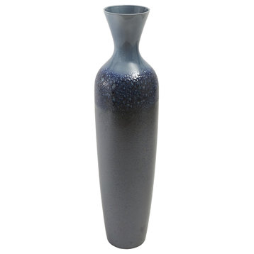 Elegant Blue Bronze Metallic 38" Tall Vase Mottled Dark Sapphire Vintage Style